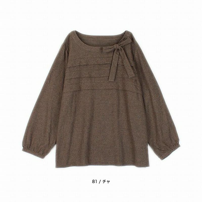 【３０％ＯＦＦ】ウール混ビエラタックリボンブラウス【ＬＬ～５Ｌ】