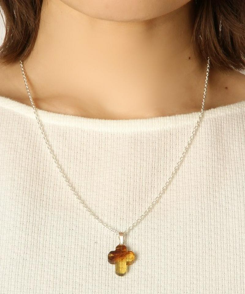 【メキシコ買付】アンバークロスネックレス