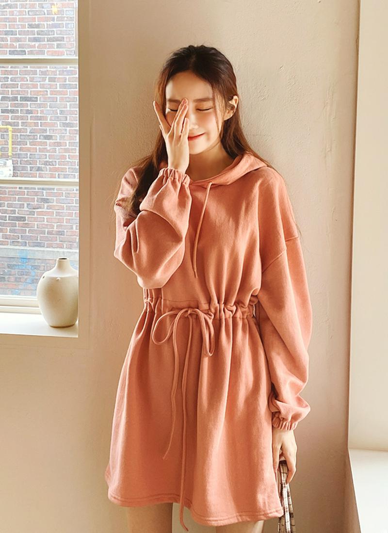 フードストリングミニワンピース