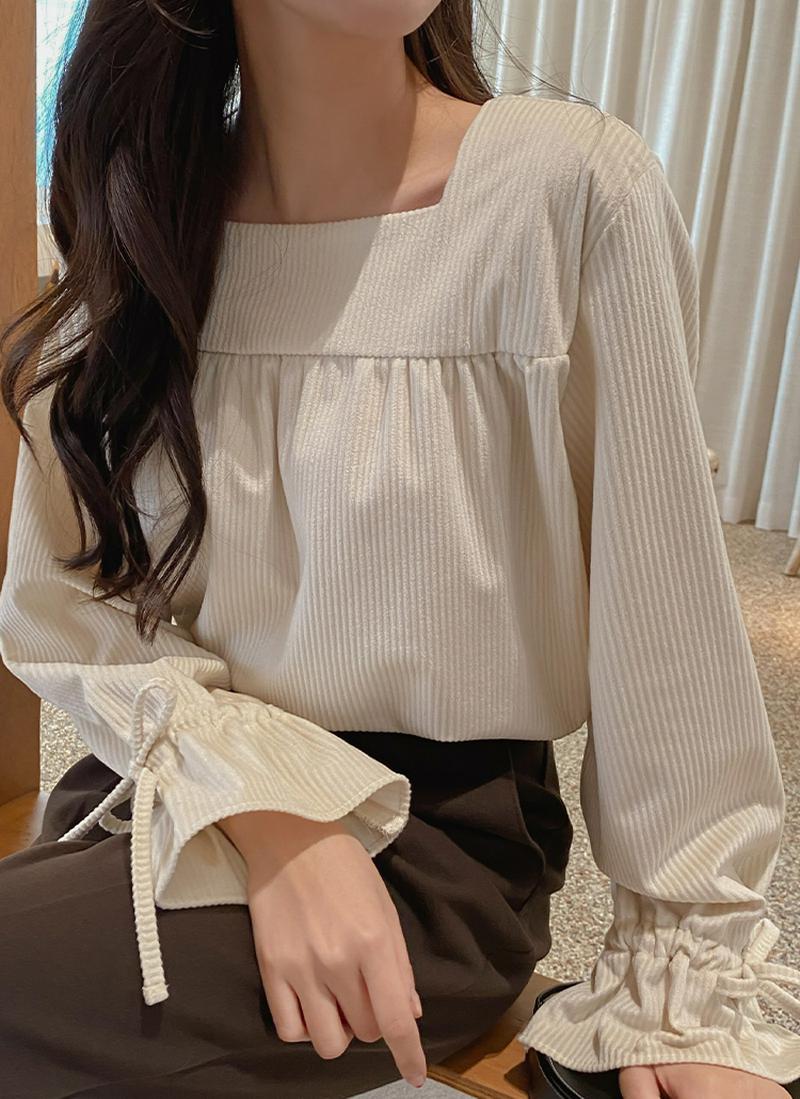コーデュロイリボンブラウス