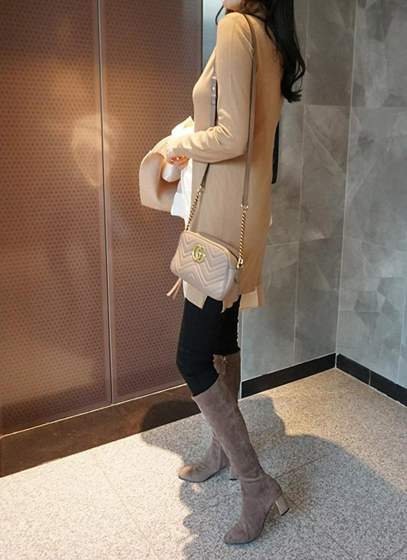 タートルネックニットミニワンピース