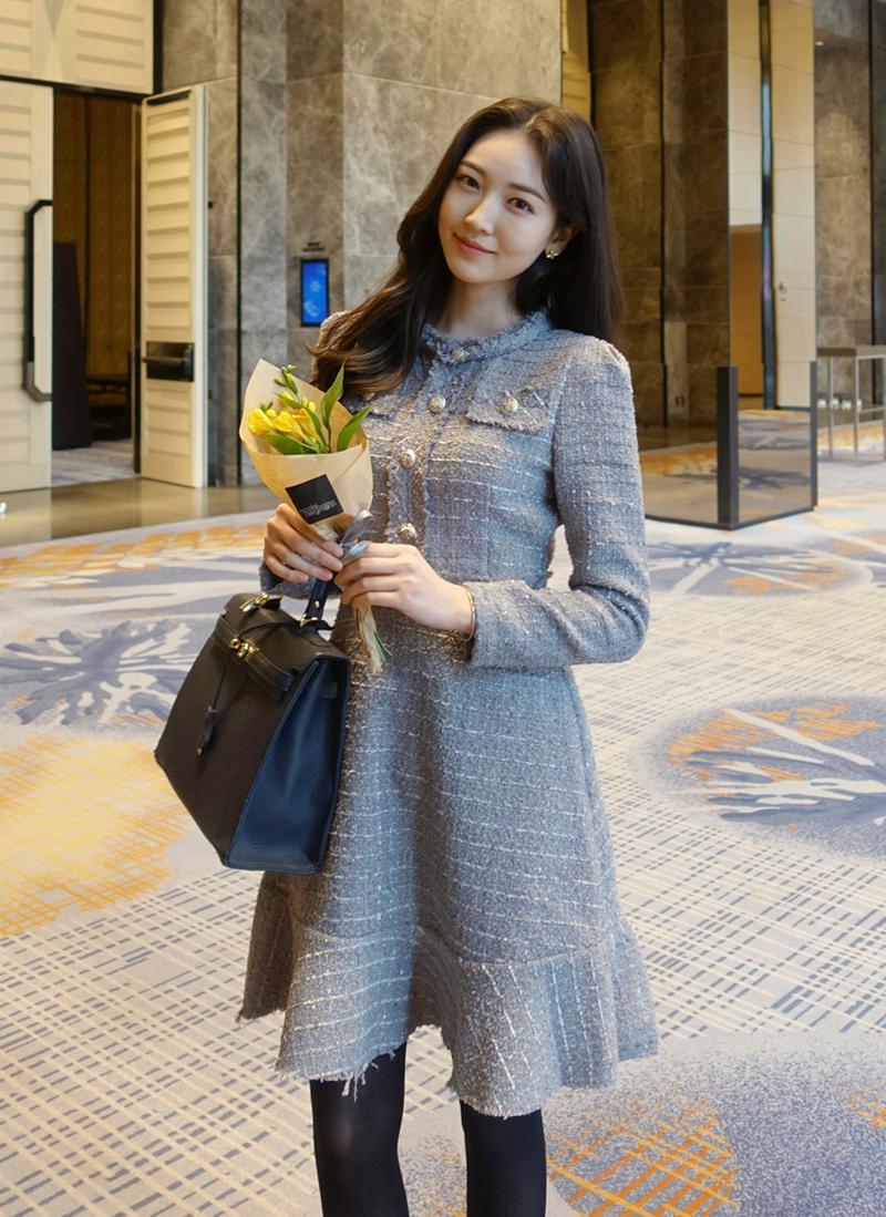 ツイードフレアヘムワンピース