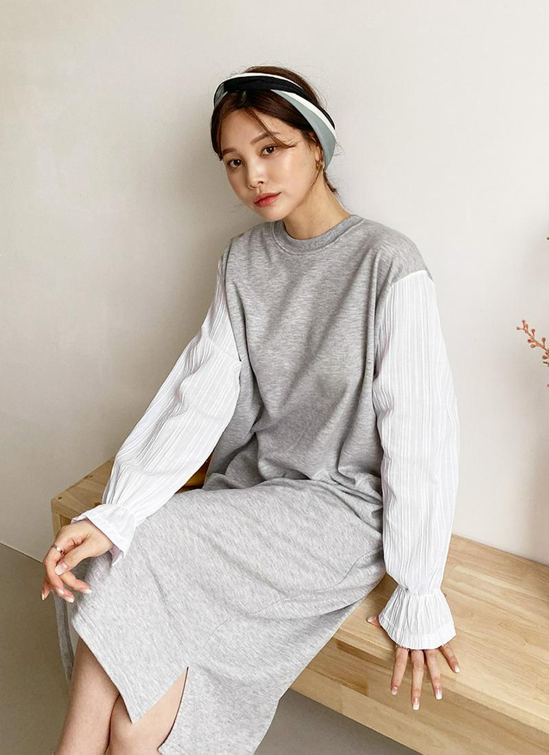 配色スリーブワンピース・全2色