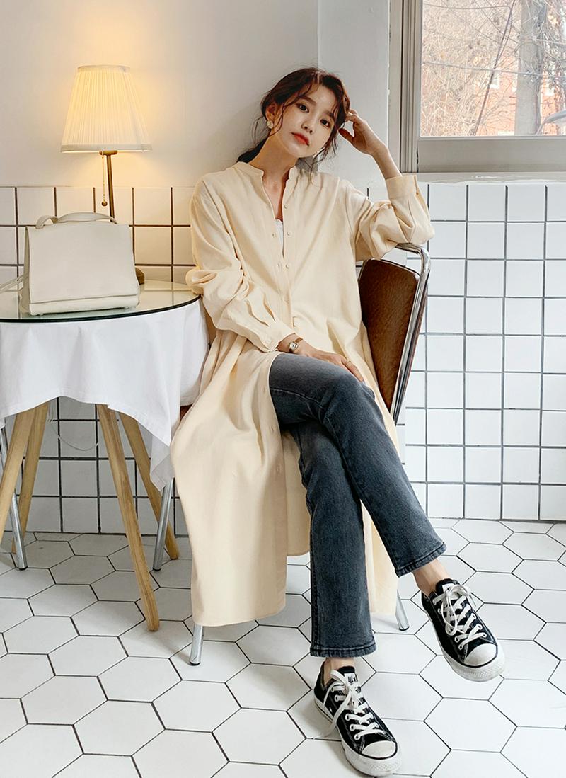 ストラップ付シャツワンピース・全3色