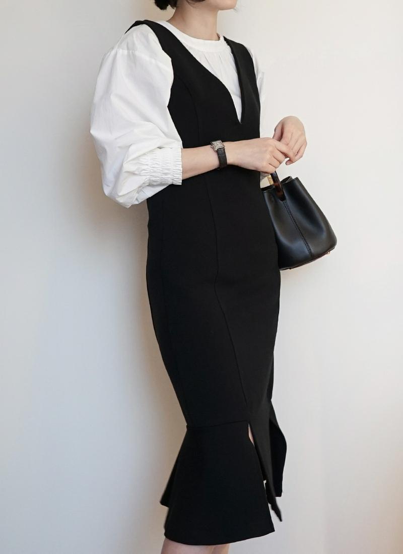 スリットマーメイドノースリワンピース