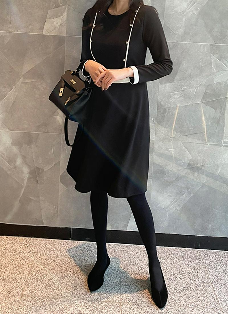 パール風ラインワンピース