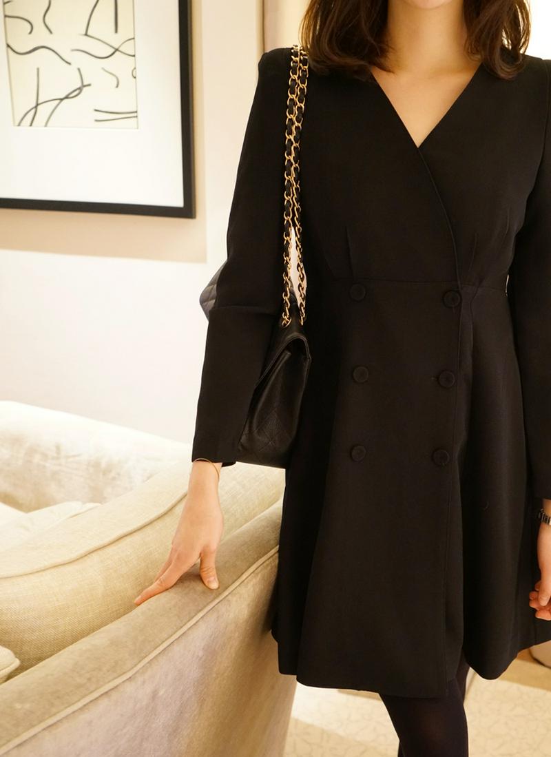 ダブルボタンラインミニワンピース