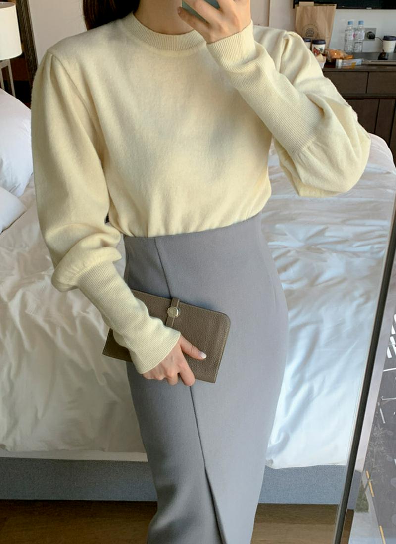 スリムロングカフスニット