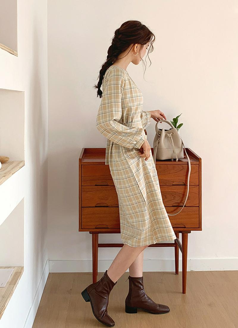 リボンチェックワンピース・全2色