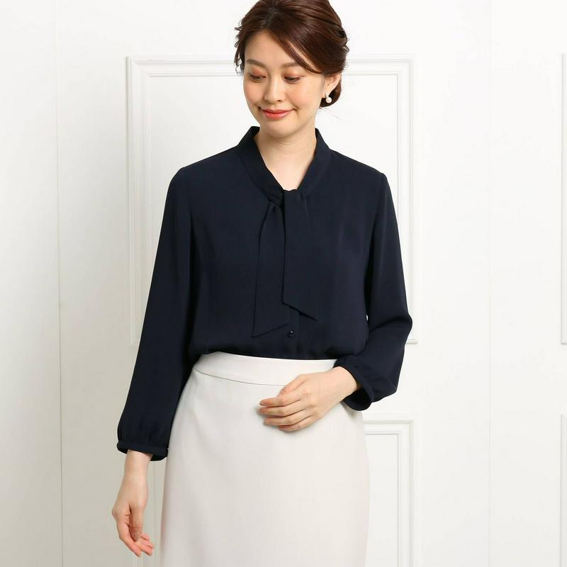 【ママスーツ／入学式　スーツ／卒業式　スーツ】ボウタイシフォンブラウス