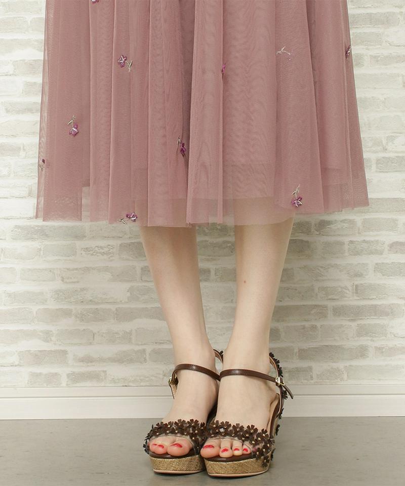 ビーズ刺繍チュールスカート