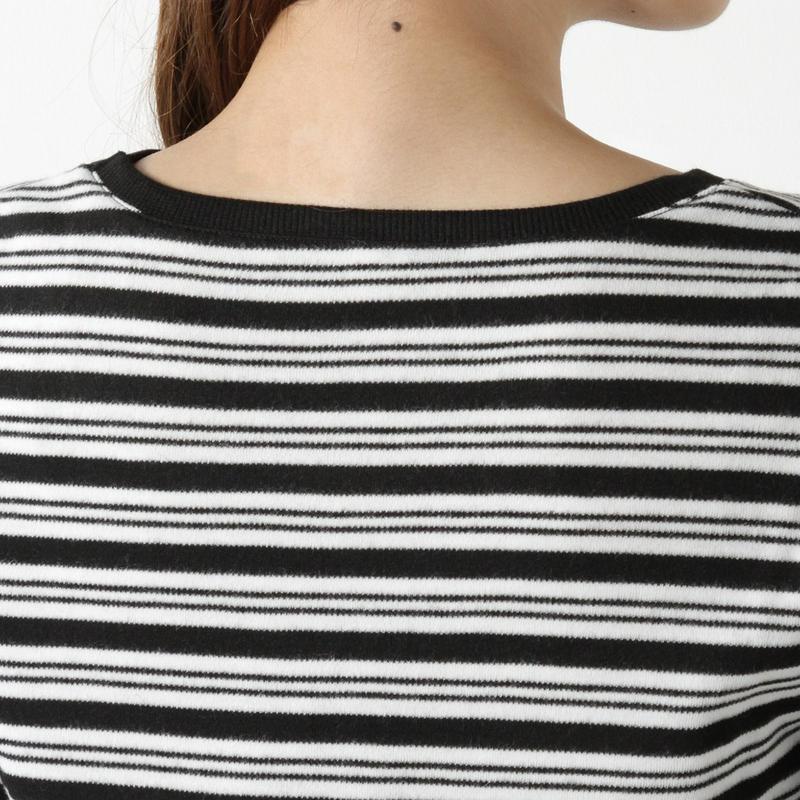 インナーにも◎ガーゼスムースボーダーＵネックＴシャツ