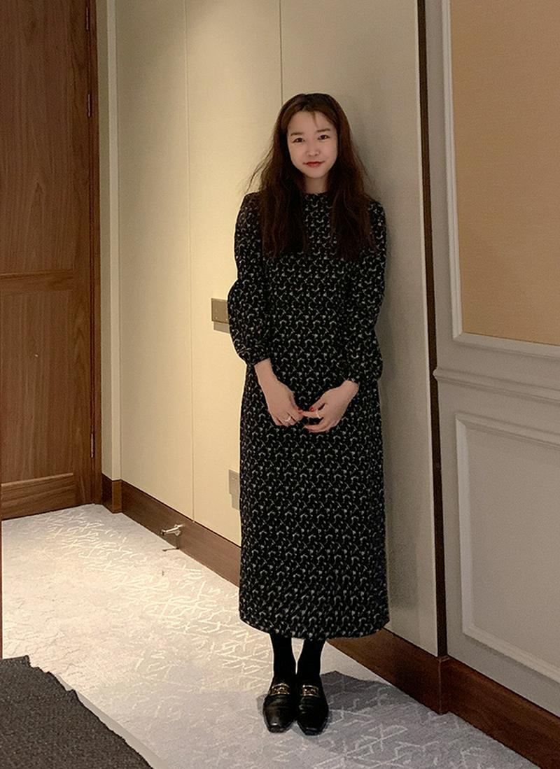 ラウンドパターンロングワンピース