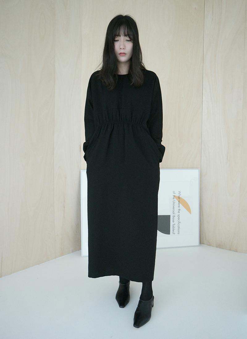 ウエストギャザーロングワンピース