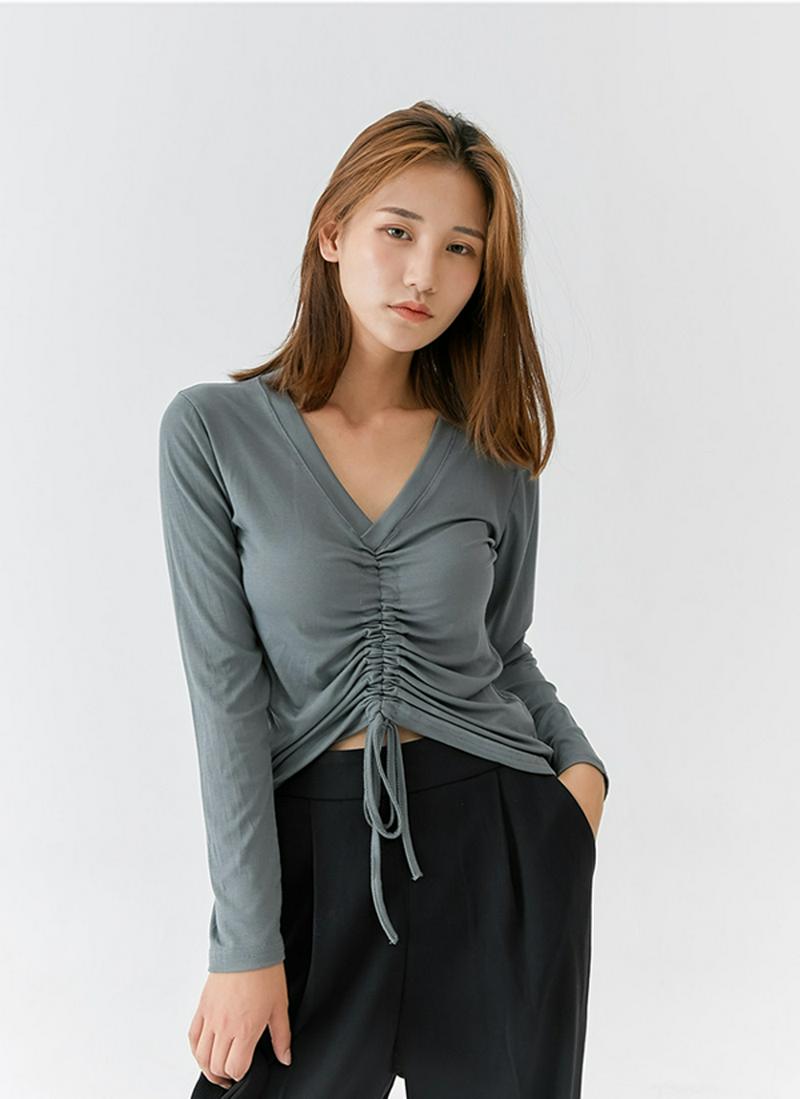 フロントギャザーストラップTシャツ