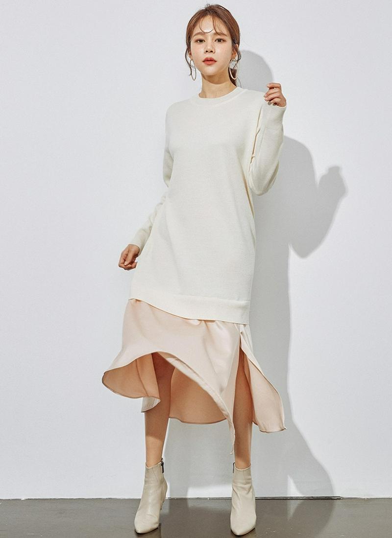 フレアヘムニットワンピース