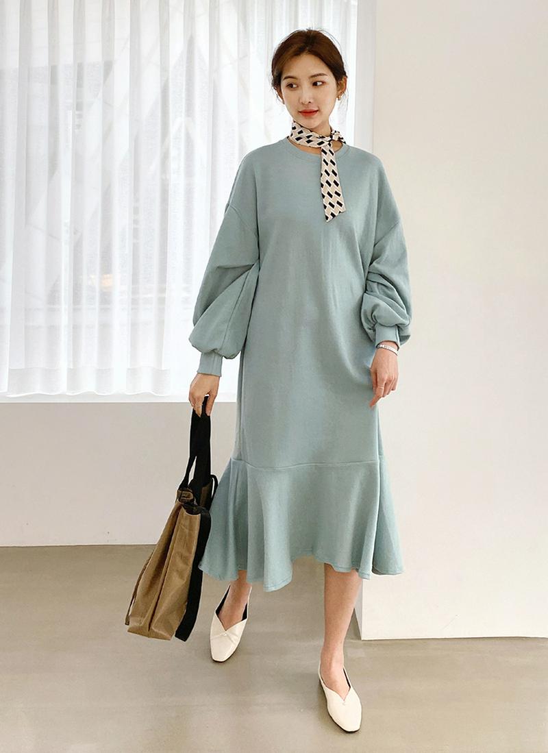 フレアヘムスウェットワンピース・全4色