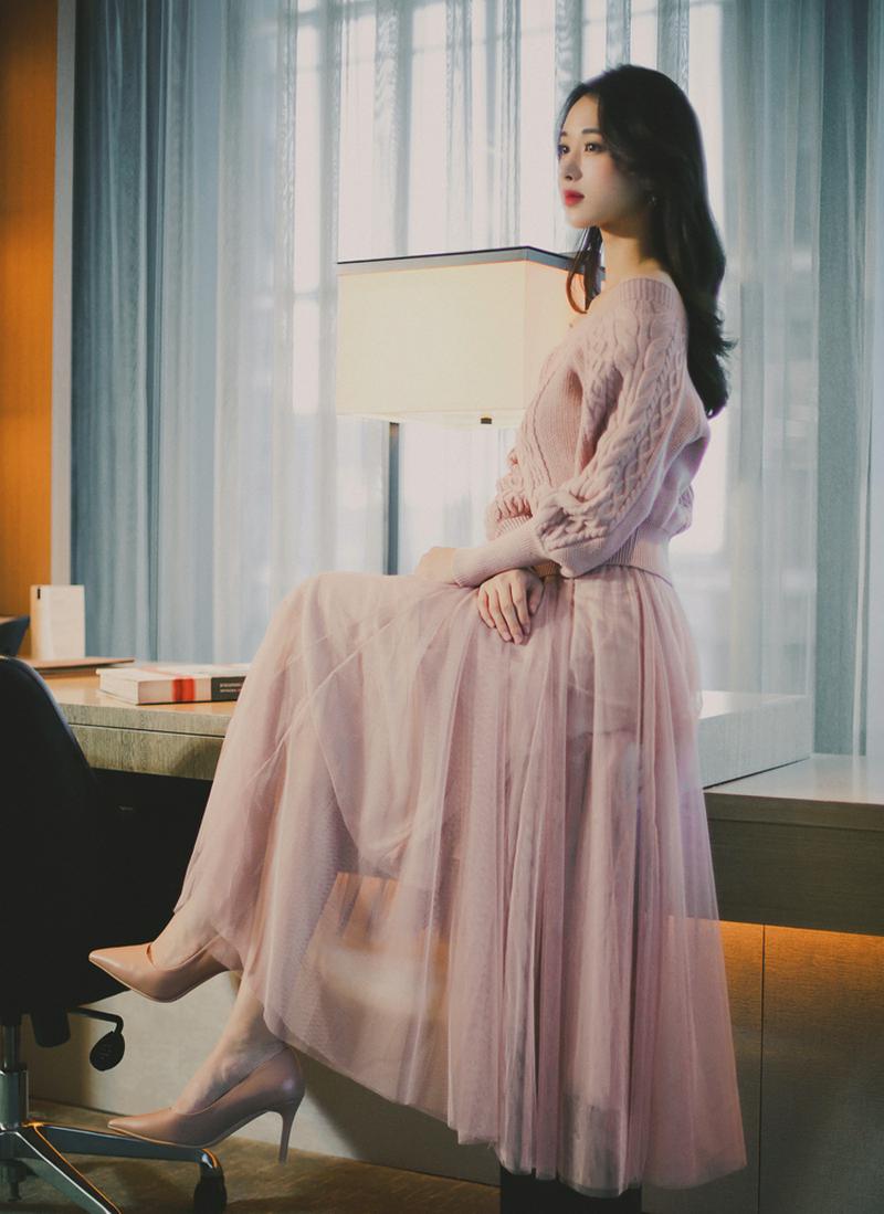 ニット付キャミチュールワンピース