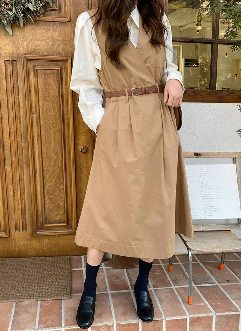 バックゴムコットンノースリワンピース