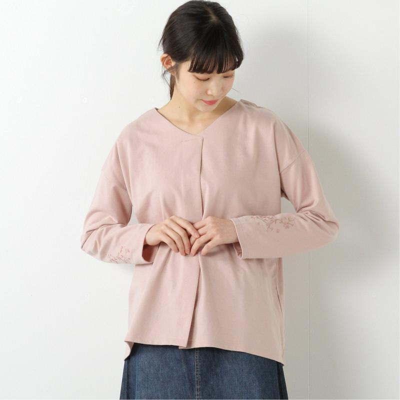 表面感のあるピーチ起毛のタック入りＴシャツ（ノージーン/NO JEAN）