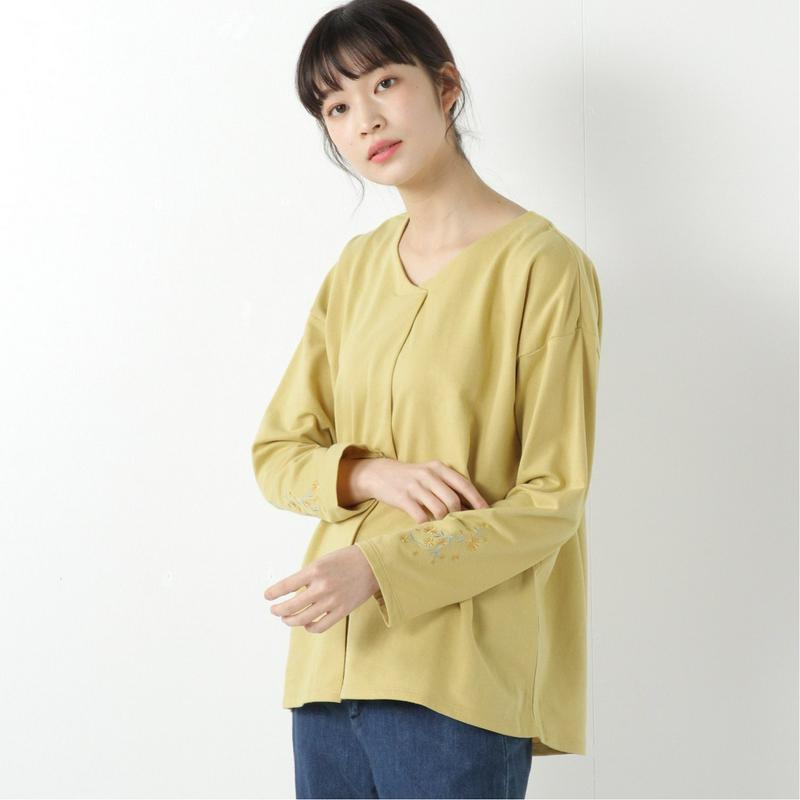 表面感のあるピーチ起毛のタック入りＴシャツ（ノージーン/NO JEAN）