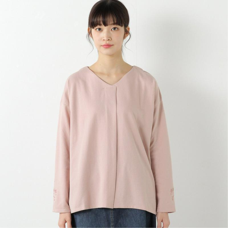 表面感のあるピーチ起毛のタック入りＴシャツ（ノージーン/NO JEAN）