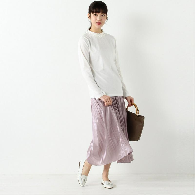 インナーにも◎プチ襟レース付きＴシャツ