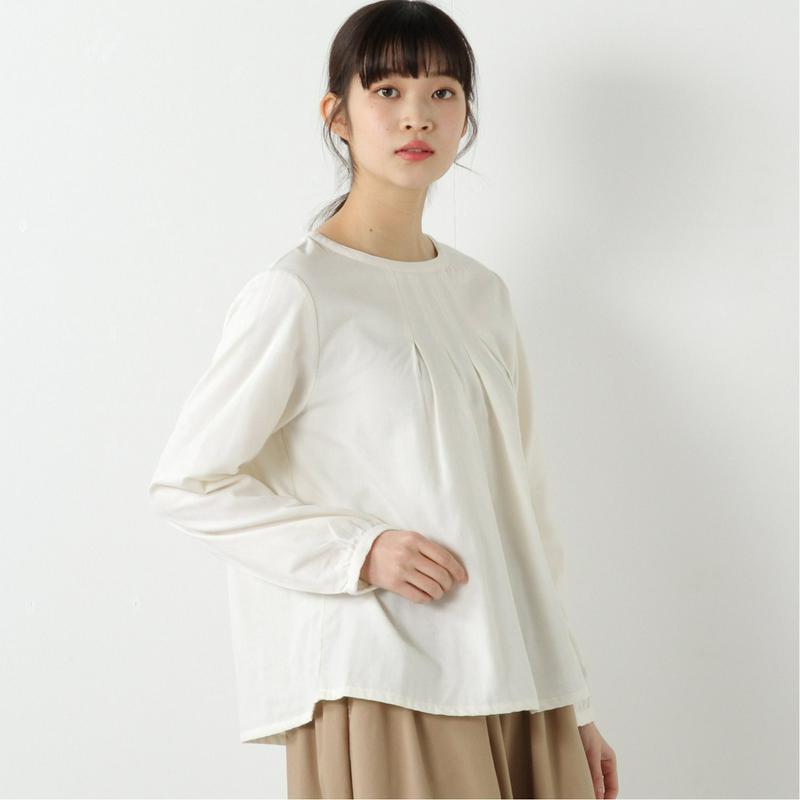 Ｗガーゼ素材のノーカラースモックブラウス（ノージーン/NO JEAN）