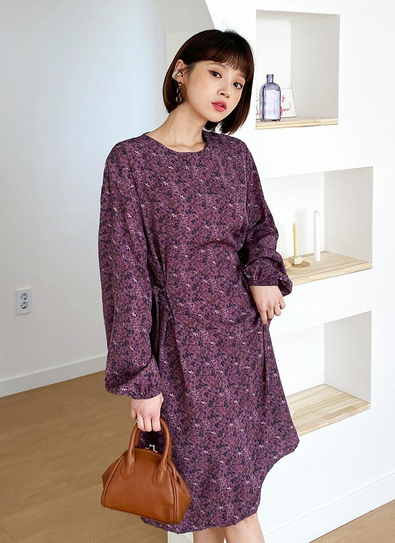 リボン小花柄ワンピース・全4色