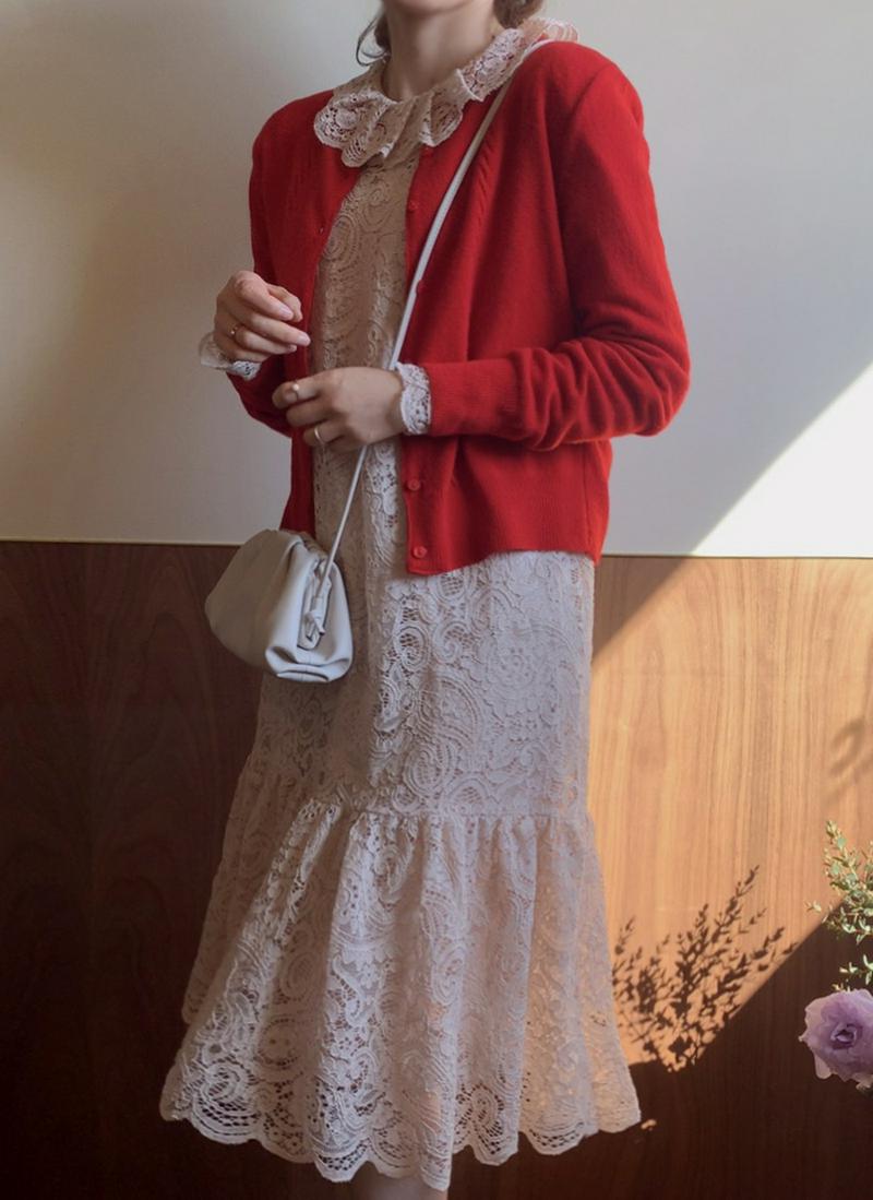 カラーレースワンピース