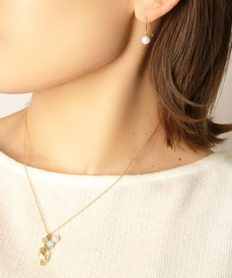K14GF 房シトリンネックレス&ピアス3点セット