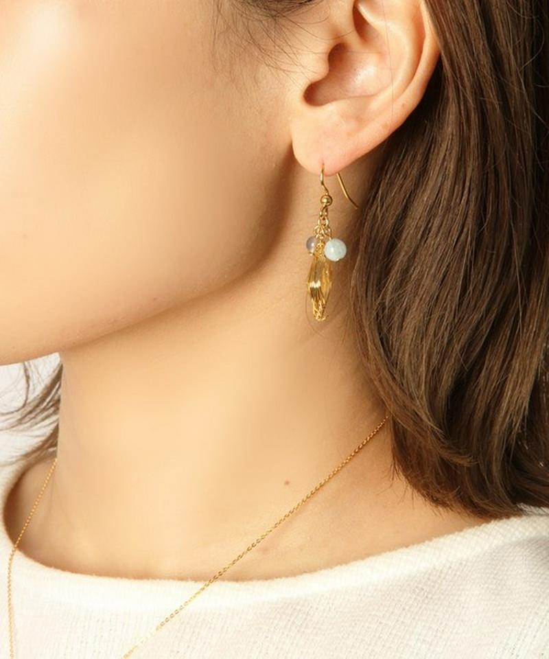K14GF 房シトリンネックレス&ピアス3点セット