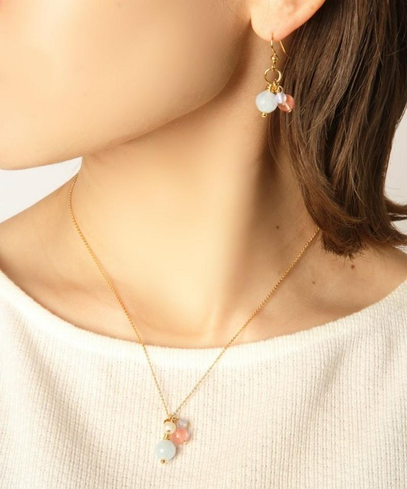 K14GF 房アクアマリンネックレス&ピアス3点セット