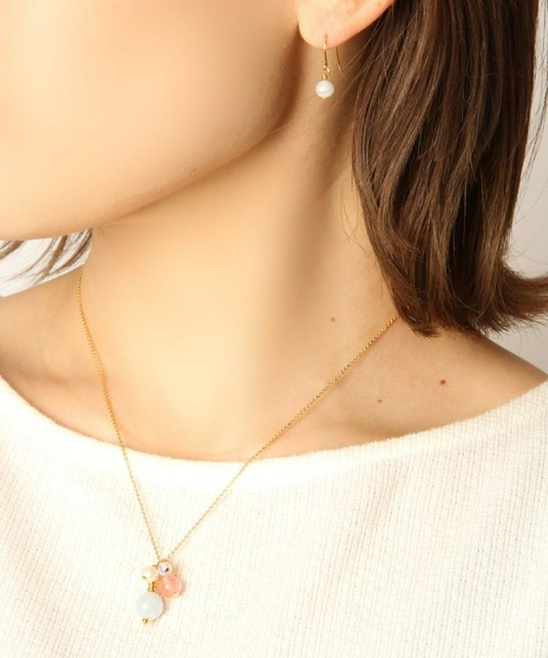 K14GF 房アクアマリンネックレス&ピアス3点セット