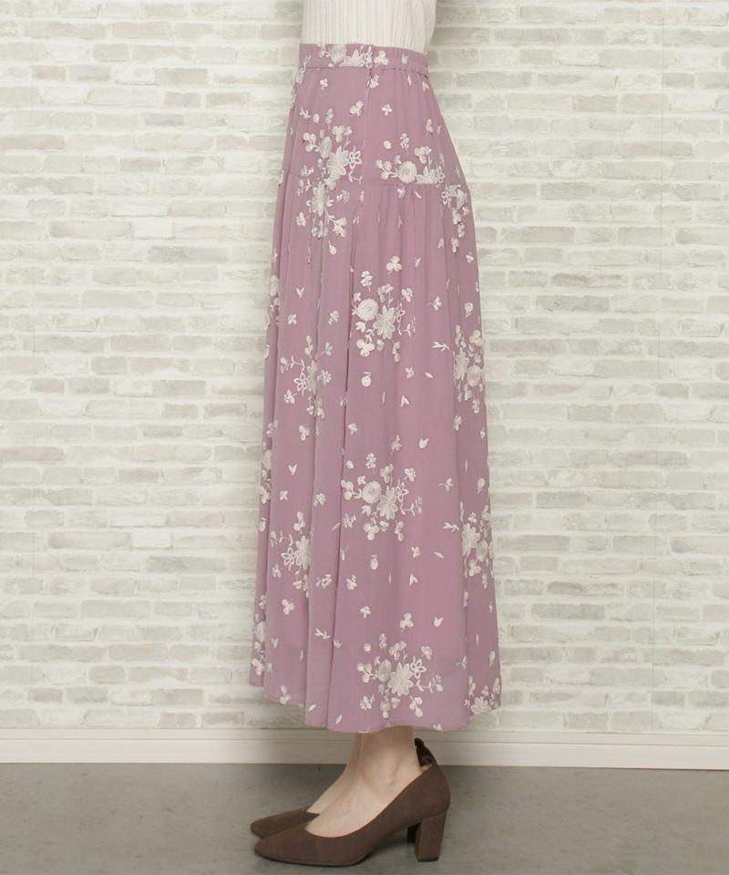 フリンジ刺繍切替スカート