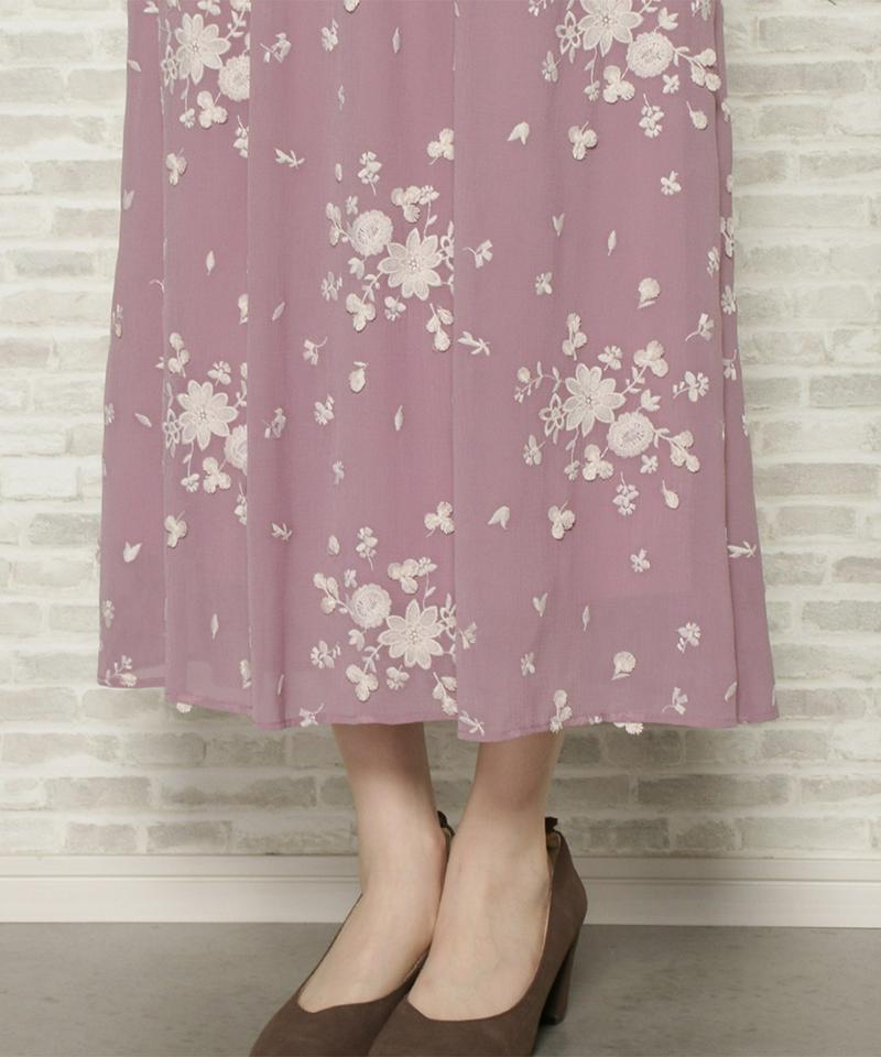 フリンジ刺繍切替スカート