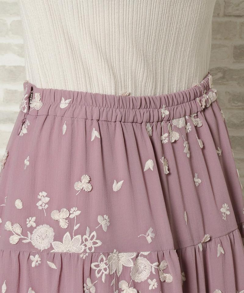 フリンジ刺繍切替スカート