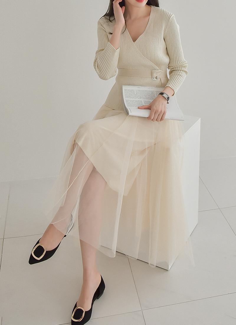 ラップカーデ付チュールキャミワンピース