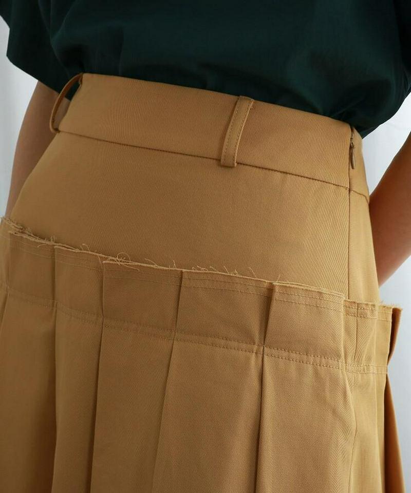 【ウォッシャブル】コットンタックデザイン ロングスカート