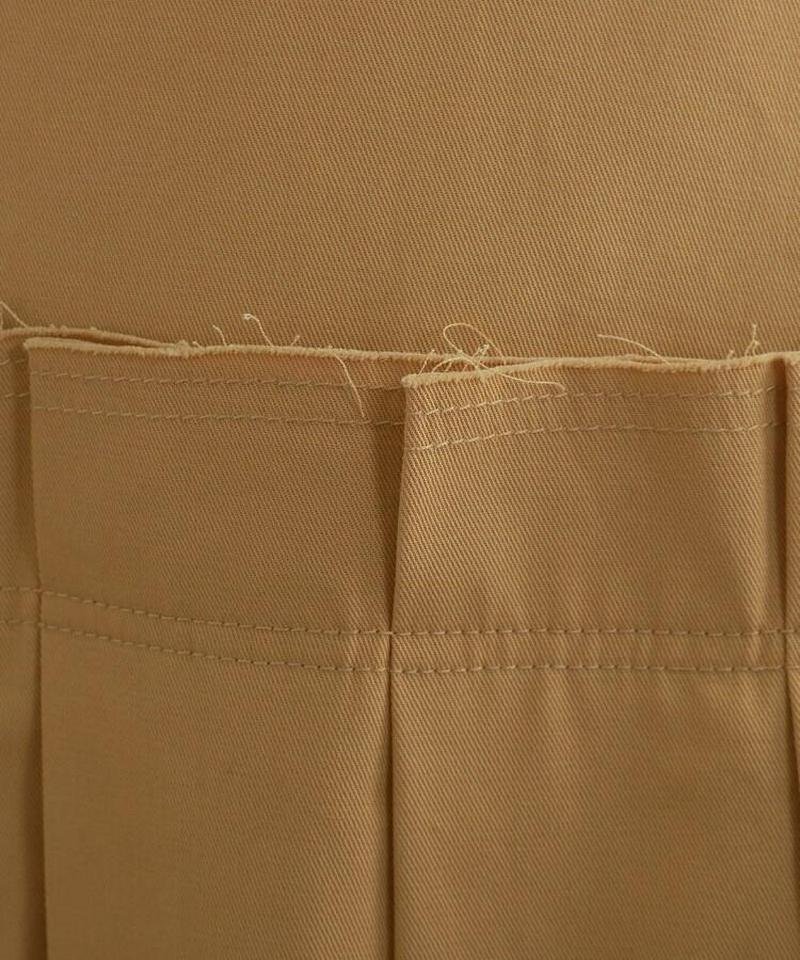 【ウォッシャブル】コットンタックデザイン ロングスカート