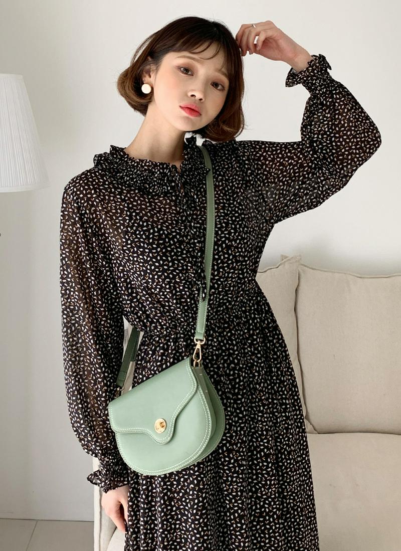 フリルリボン花柄ワンピース・全2色