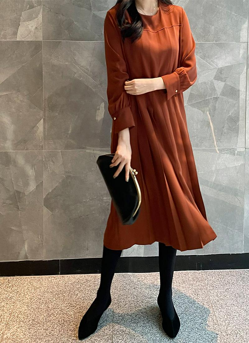 腰ヒモSETプリーツワンピース