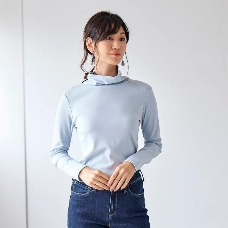 上質な超長綿１００％タートルネックカットソー【復刻商品】
