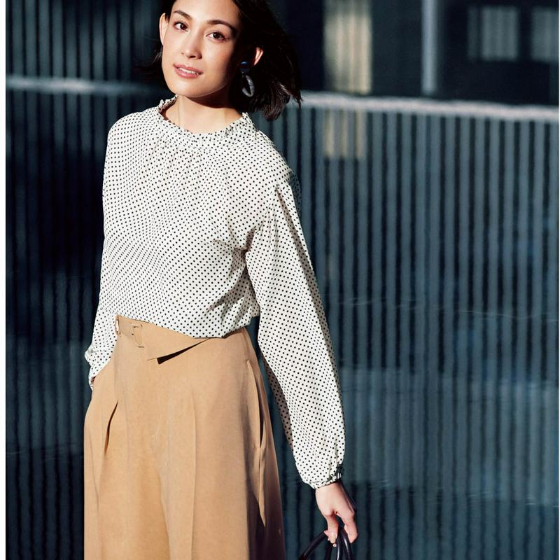【ＳＴＹＬＥ　ＳＮＡＰセレクト】前後２ＷＡＹドット柄プリントブラウス［日本製］