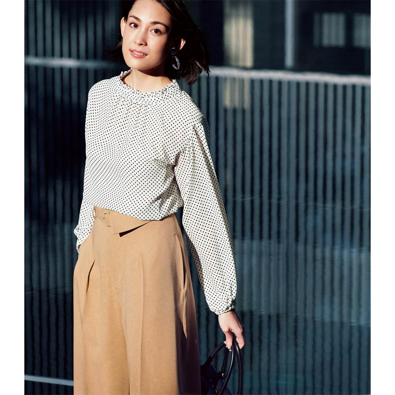 【ＳＴＹＬＥ　ＳＮＡＰセレクト】前後２ＷＡＹドット柄プリントブラウス［日本製］