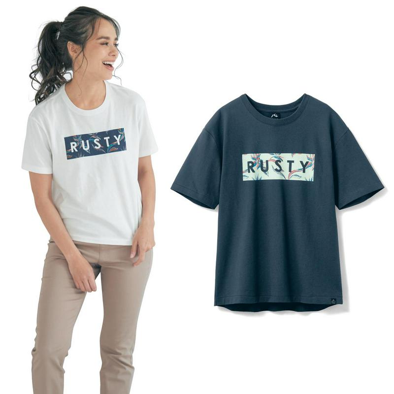 コーデのアクセントに！ロゴ入り半袖Ｔシャツ【ＵＶ・吸汗・速乾】（ラスティ/RUSTY）