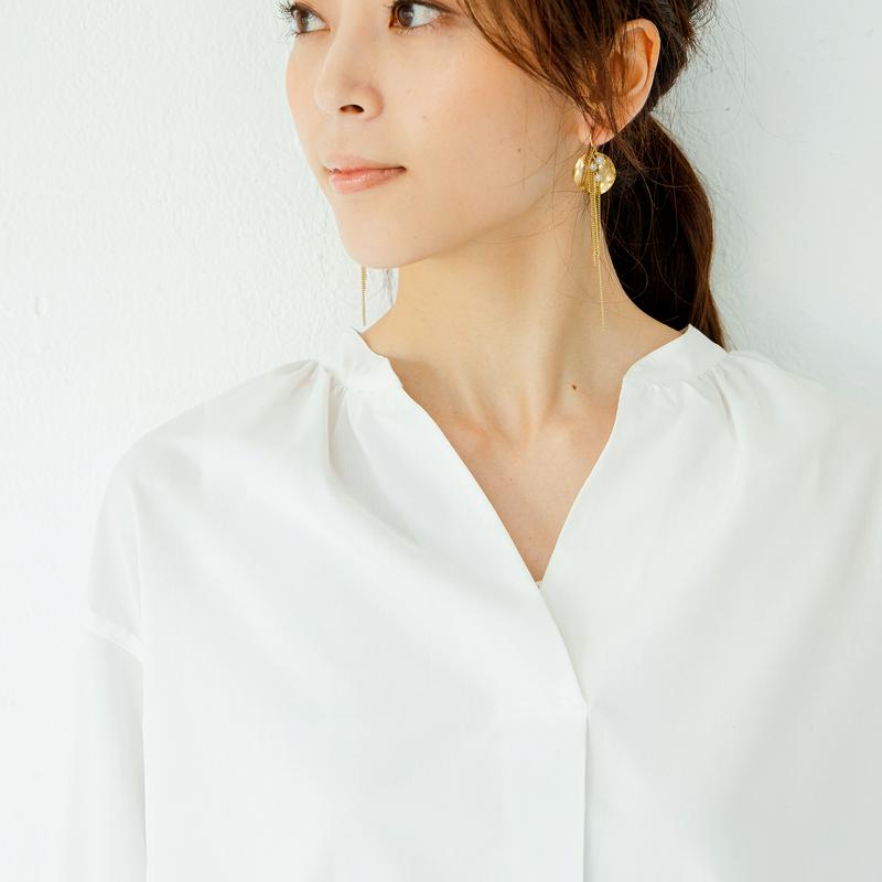 コットン混ストレッチシャツチュニック【Ｓ～３Ｌ】