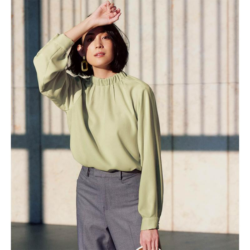 【ＳＴＹＬＥ　ＳＮＡＰセレクト】スタンドネックギャザーブラウス［日本製］（スタイルノート／StyleNote）