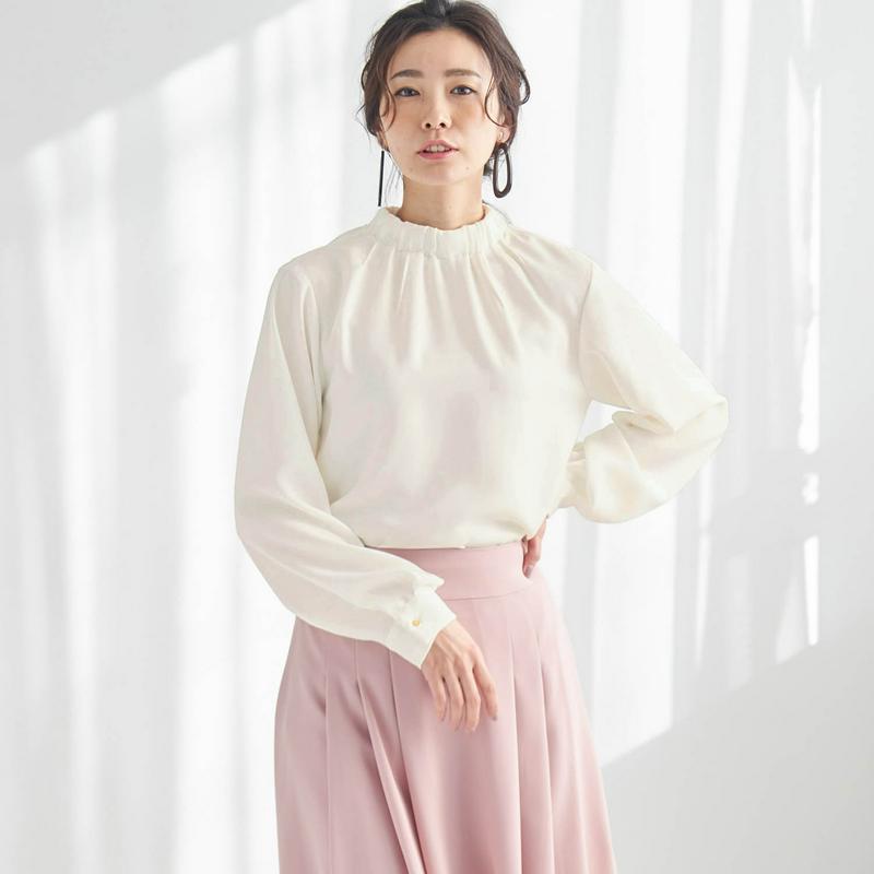 【ＳＴＹＬＥ　ＳＮＡＰセレクト】スタンドネックギャザーブラウス［日本製］（スタイルノート／StyleNote）