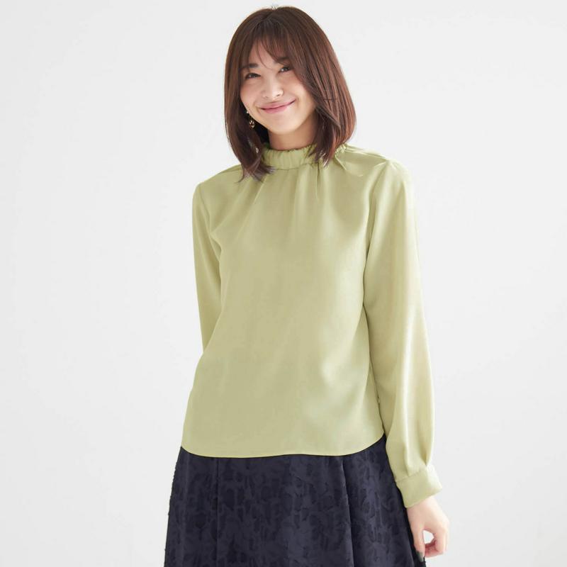 【ＳＴＹＬＥ　ＳＮＡＰセレクト】スタンドネックギャザーブラウス［日本製］（スタイルノート／StyleNote）